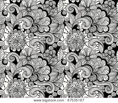 Vector Seamless Doodle Floral Pattern - Stock Image - Everypixel