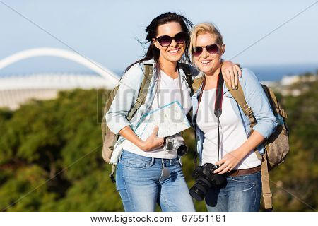 two beautiful young women touring Durban, South Africa