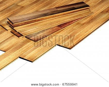 New oak parquet. Isolated on white background