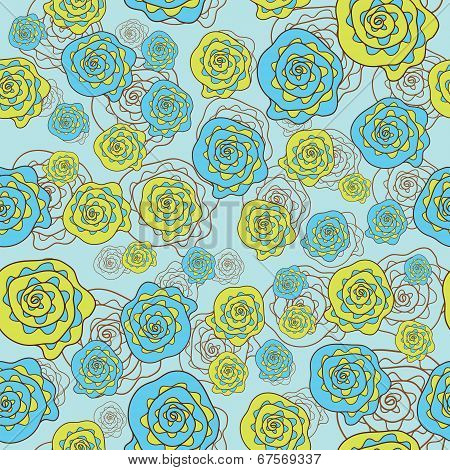 Abstract vector seamless pattern with flloral elements
