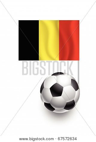Illustration Of Soccer Balls Or Footballs With  Pennant Flag Of Belgia Country Team
