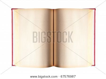 Texture Of Old Vintage Openbook On Isolate White Background