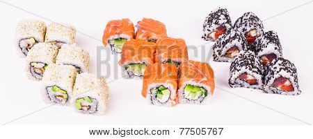 three sushi rolls