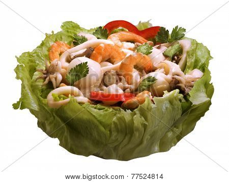 sea fruits in a salad bowl