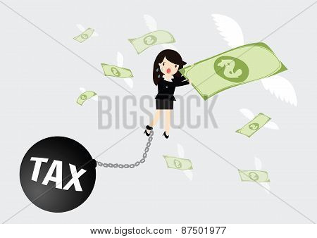 Business Woman Tax Concept.