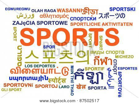 Sports multilanguage wordcloud background concept
