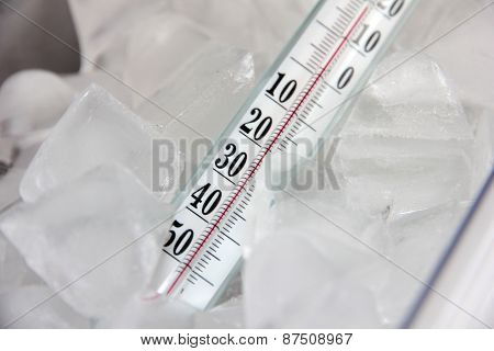 thermometer and ice