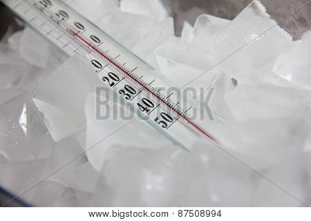 thermometer and ice