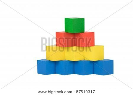 Front View Of The Color Wooden Pyramid