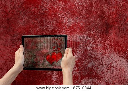 Rred Iron Grunge Texture With Tablet