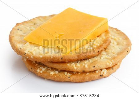 Traditional round cheese crackers.