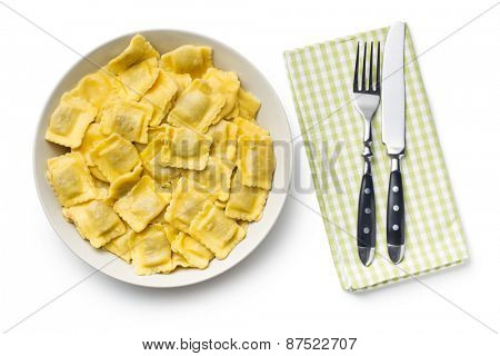 the cooked ravioli on a plate
