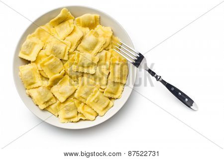 the cooked ravioli on a plate