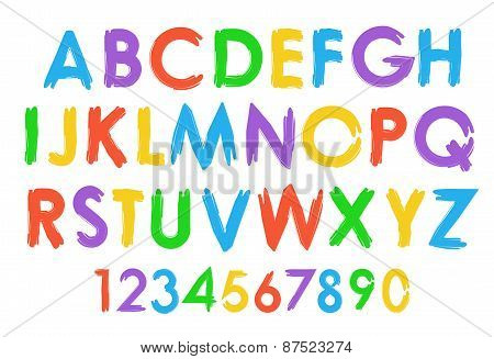 Cheerful colorful vector alphabet typography set.