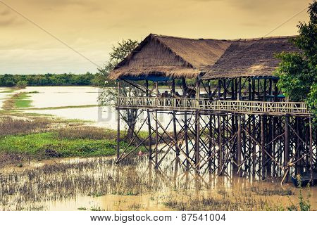 Homes On Stilts On The Floating Village Of Kampong Phluk, Tonle Sap Lake,siem Reap Province, Cambodi