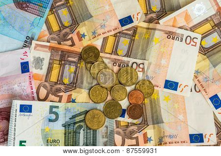 Euro Banknotes And Euro Coins