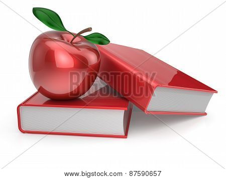 Books And Apple Red Education Symbol