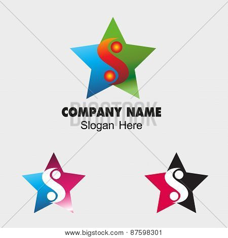 Ying yang icon with star symbol balance icon S letter sign