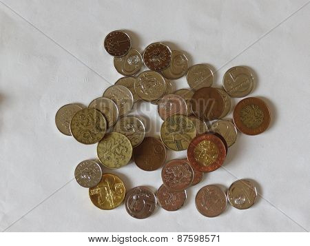 Czech korunas CZK (legal tender of the Czech Republic) coins