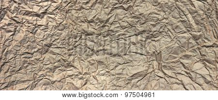 Closeup Of Rough Brown Wrinkled Packaging Paper Texture Background