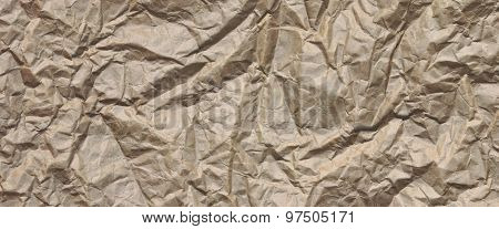 Closeup Of Rough Brown Wrinkled Packaging Paper Texture Background