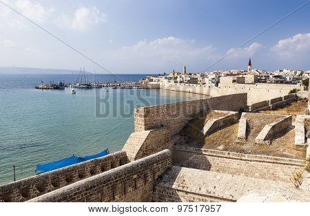 Ancient City Of Akko In The Morning. Israel