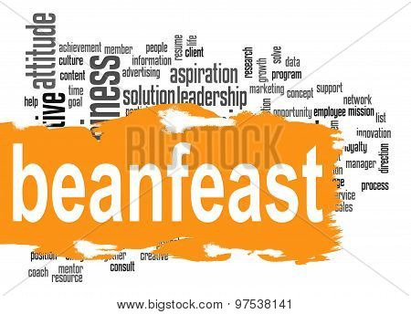 Beanfeast Word Cloud With Orange Banner