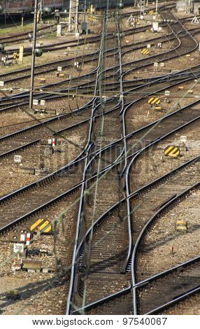 Rail Tracks And Switches At Hackerbruecke In Munich, 2015