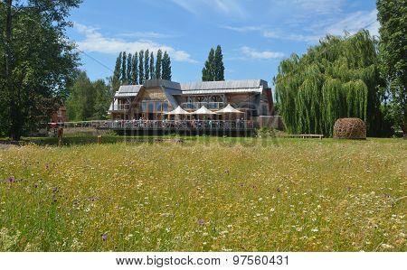 Wild flower meadow and cafe at Jordans mill