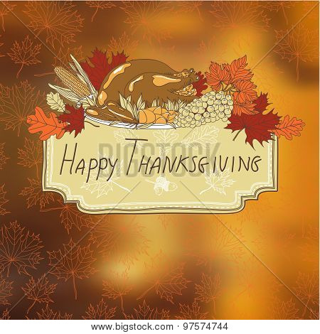 Vector hand drawn Thanksgiving background.