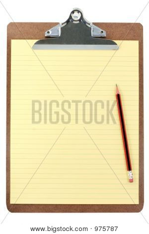 クリップボードと黄色い紙