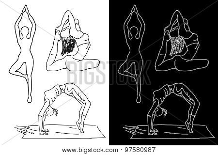 Yoga (the Girl Performs An Exercise - Asana)