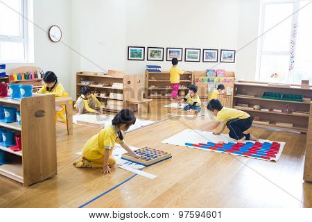 Children study and play in a kidergarten school in Hanoi, Vietnam