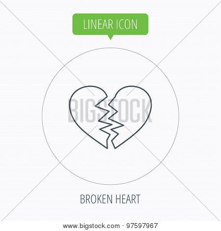 Broken heart icon. Divorce sign.