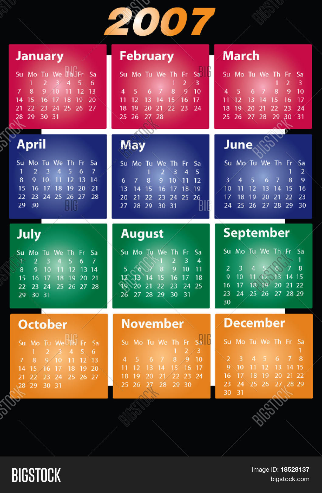2007 Year Calendar Vector & Photo (Free Trial) | Bigstock 2007-year-calendar-vector-photo-free-trial-bigstock