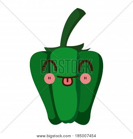 kawaii green pepper vegetable fresh food image vector illustration