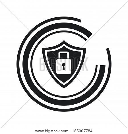 security technology padlock shield internet line vector illustration