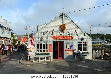 ROCKPORT, MA, USA - JUL. 25, 2015: Historic Gallery on Bearskin Neck in downtown Rockport, Massachusetts, USA.