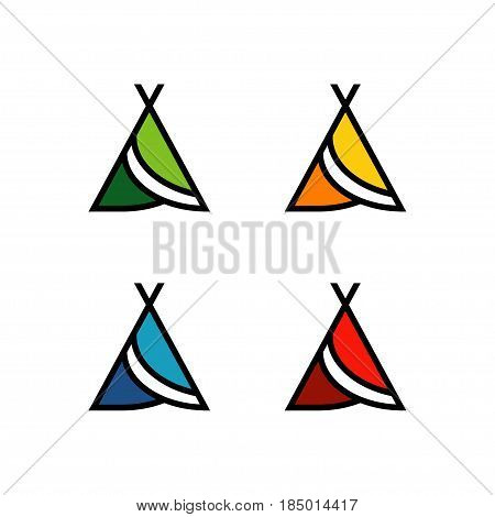 Various camp icon vector  with some color