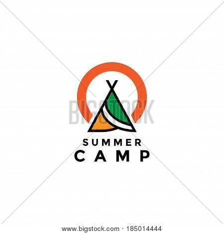 Summer camp holidays logo llustration vector and abstrack