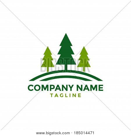 Pine trees on field landscape vector image