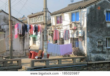 SUZHOU CHINA - NOVEMBER 3, 2016: Pingjiang historical street. Pingjiang historical street was a major thoroughfare of eastern Suzhou in Southern Song Dynasty.