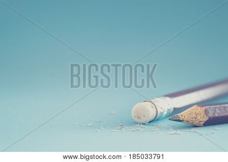 Closeup Of Pencil Eraser , Soft Focus. Mistake Erase Concept.