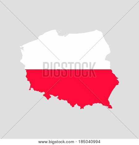 Poland falg map isolated on grey background