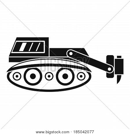 Excavator with hydraulic hammer icon in simple style isolated vector illustration