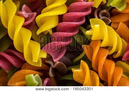 Background Of Colorful Pasta Texture Close-up. Assortment Of Colorful Macaroni. Italian Pasta. Varie