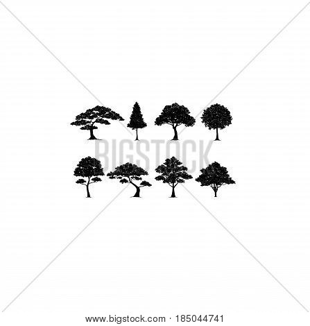 silhouette tree Vector trees in silhouettes set