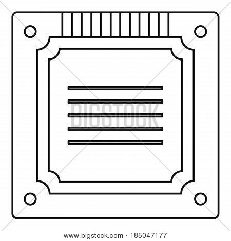 Modern multicore CPU icon in outline style isolated vector illustration