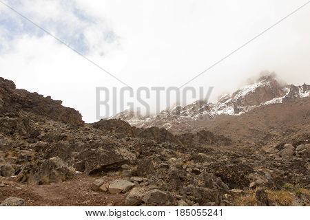 Track on Kilimanjaro on the Machame Route Whiskey. 3 day on the way