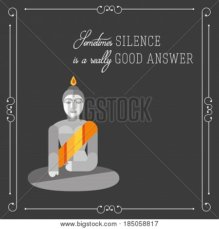 Buddha quote motivation poster - green in buddhism epitomizes the qualities of balance and harmony. Silhouette of a Buddha
